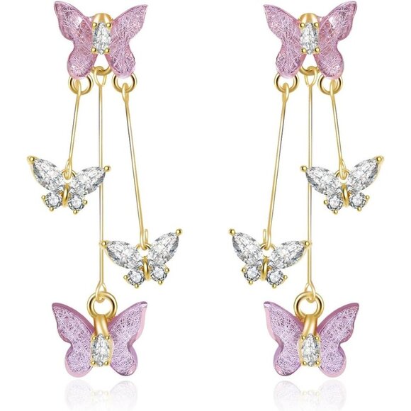 Jewelry - Elegant Purple Butterfly Tassel Earrings for Women - Spectacular Charm Jewelry